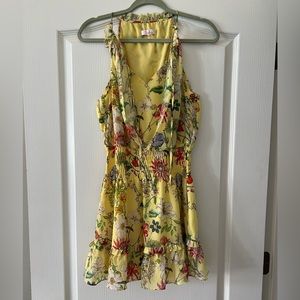 Parker yellow floral halter dress size xs